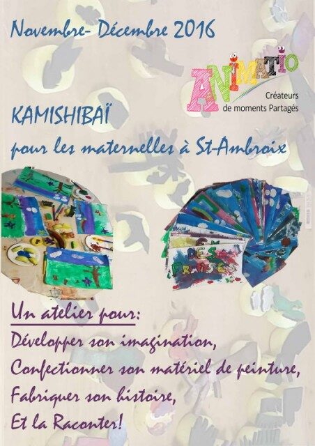 affiche decrivant l'atelier de kamishibai pour les maternelles
